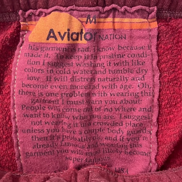Aviator Nation 5 Stripe Burgundy Sweatpants Size M - Picture 13 of 13